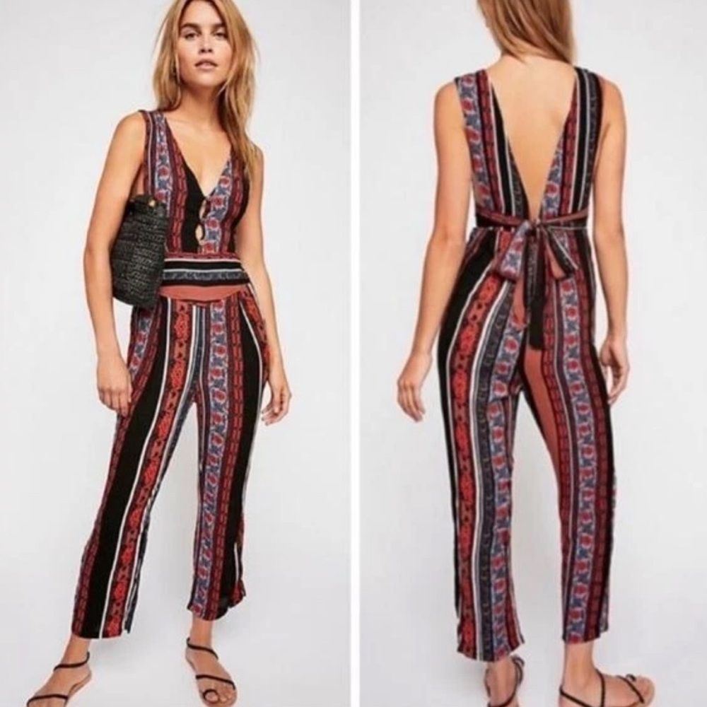 Free People All Shook Up printed floral jumpsuit